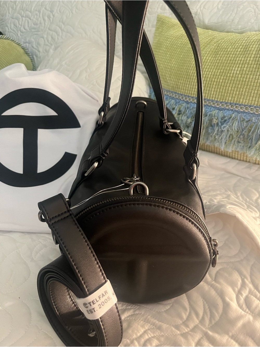 Telfar Black Cylinder Leather Shoulder Bag